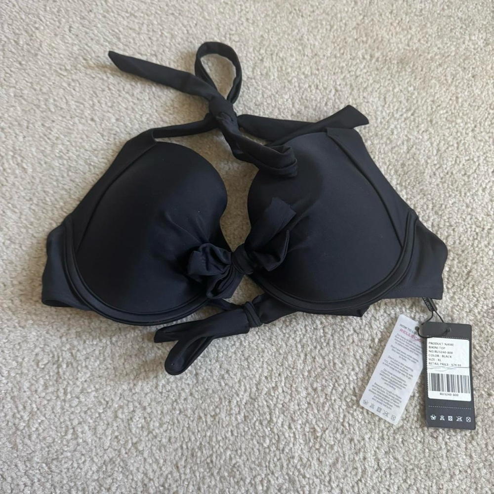 Relleciga Paris Black Bikini Top Padded Bow Front Women’s